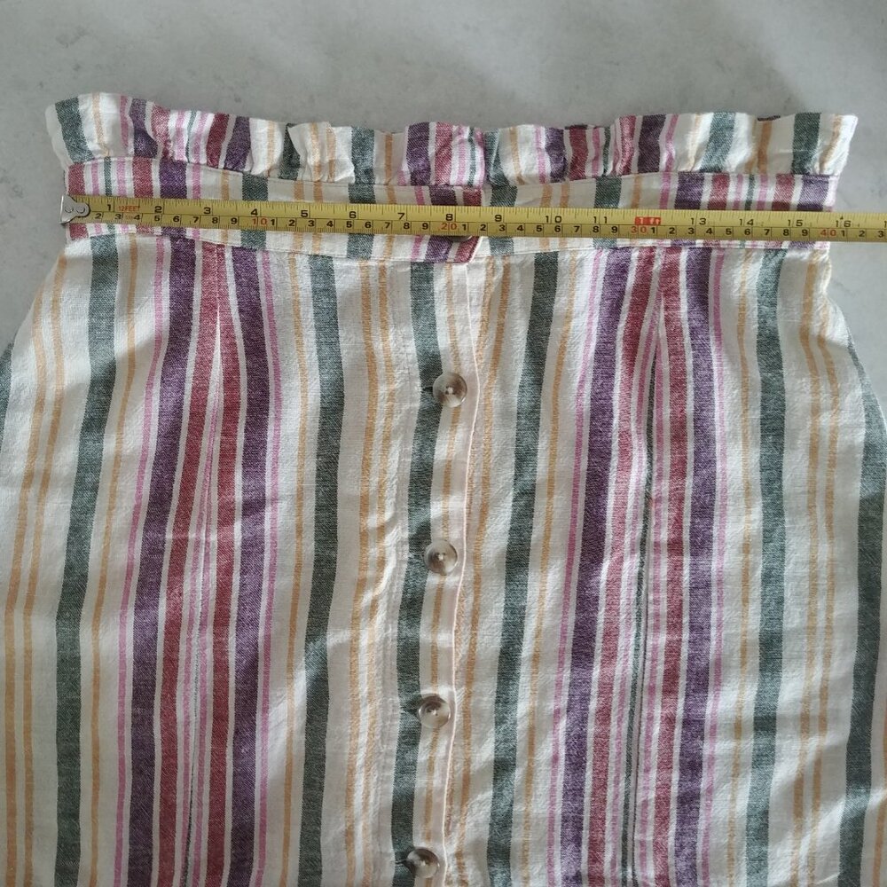 Abound thick linen blend paperbag waist button front striped short skirt Medium - Picture 7 of 10